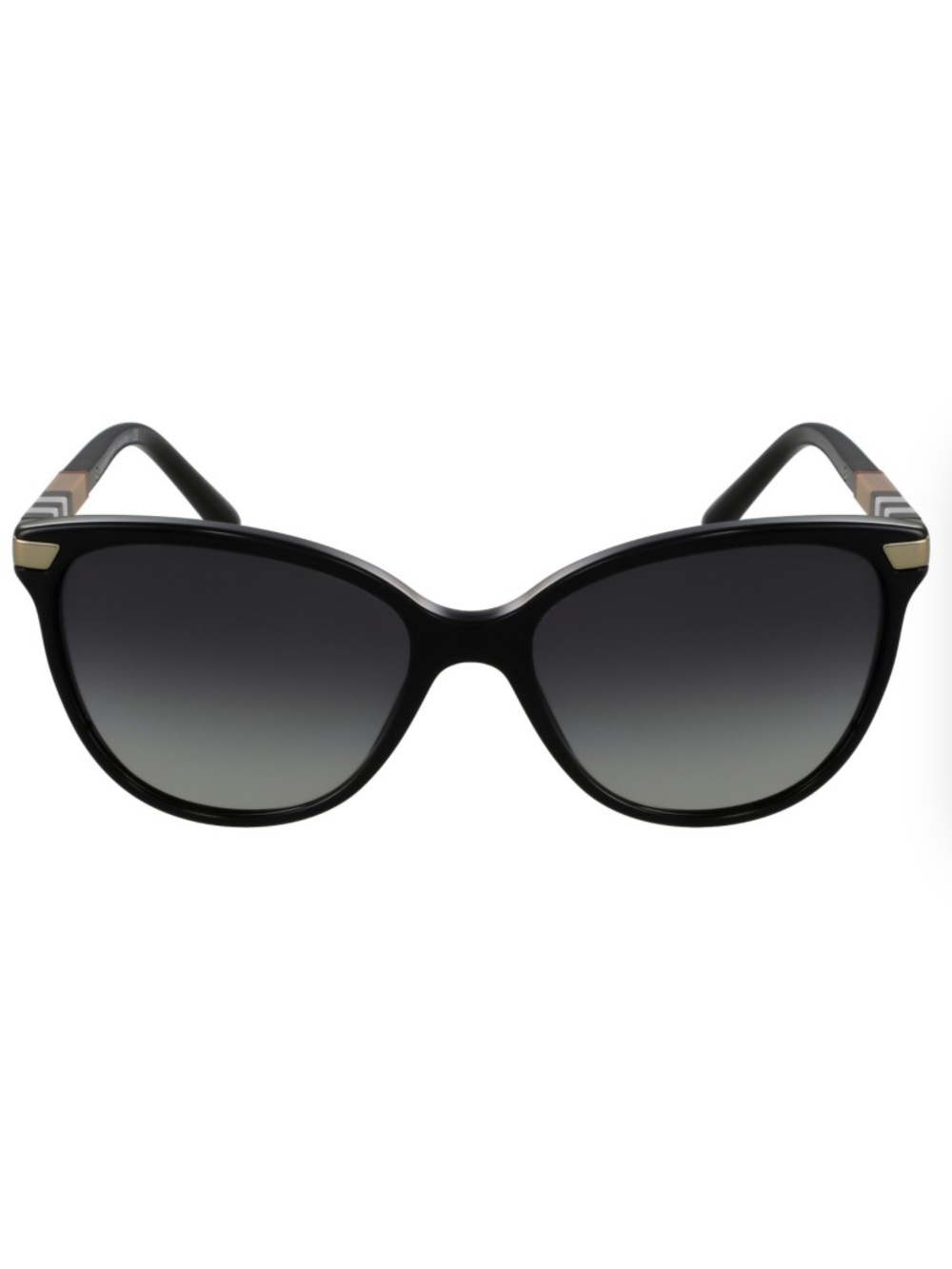 Burberry Black Cat-Eye Sunglasses with Gradient Gray Lenses
